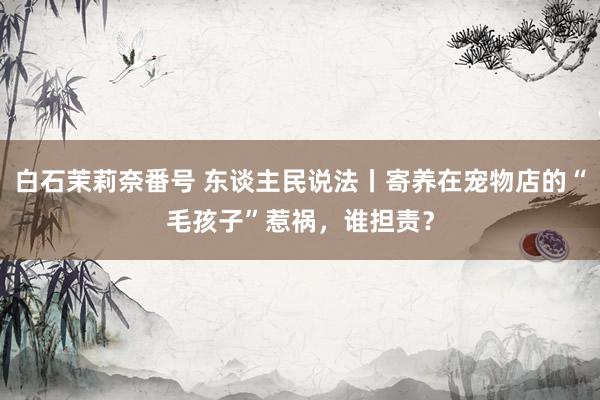 白石茉莉奈番号 东谈主民说法丨寄养在宠物店的“毛孩子”惹祸，谁担责？