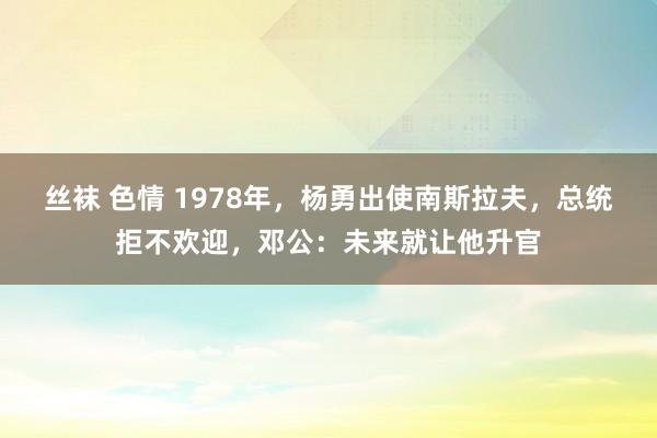 丝袜 色情 1978年，杨勇出使南斯拉夫，总统拒不欢迎，邓公：未来就让他升官