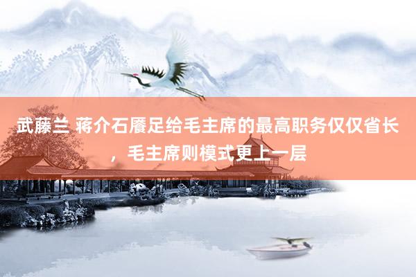 武藤兰 蒋介石餍足给毛主席的最高职务仅仅省长，毛主席则模式更上一层