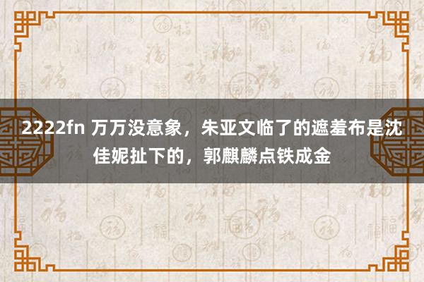 2222fn 万万没意象，朱亚文临了的遮羞布是沈佳妮扯下的，郭麒麟点铁成金