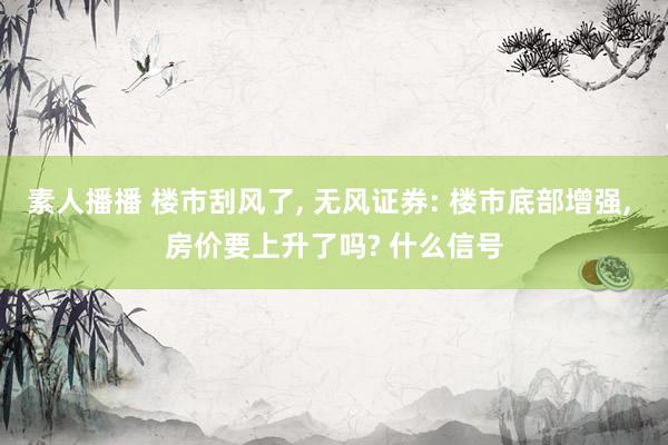 素人播播 楼市刮风了, 无风证券: 楼市底部增强, 房价要上升了吗? 什么信号