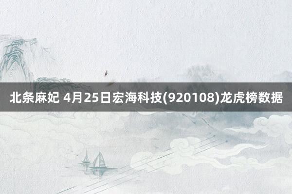 北条麻妃 4月25日宏海科技(920108)龙虎榜数据