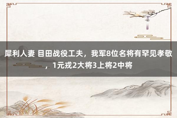 犀利人妻 目田战役工夫，我军8位名将有罕见孝敬，1元戎2大将3上将2中将