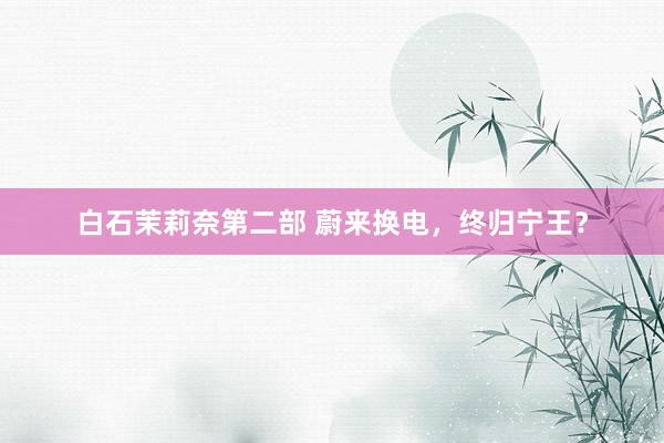 白石茉莉奈第二部 蔚来换电，终归宁王？