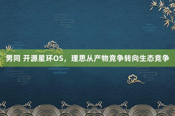 男同 开源星环OS，理思从产物竞争转向生态竞争