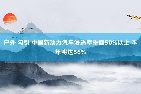 户外 勾引 中国新动力汽车浸透率重回50%以上 本年将达56%
